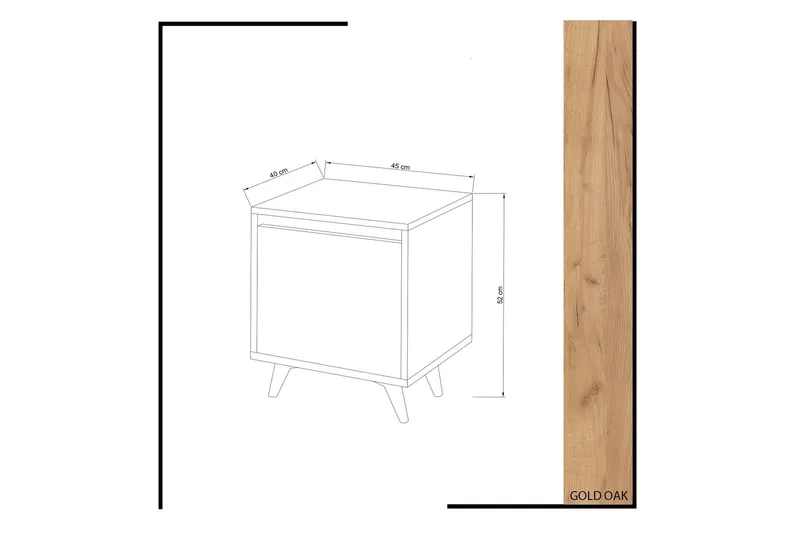 Yöpöytä Naidaj 45 cm Säilytyksellä Vitt kaappi - Puu/Valkoinen - Huonekalut - Pöytä & ruokailuryhmä - Apupöytä & sivupöytä - Yöpöytä