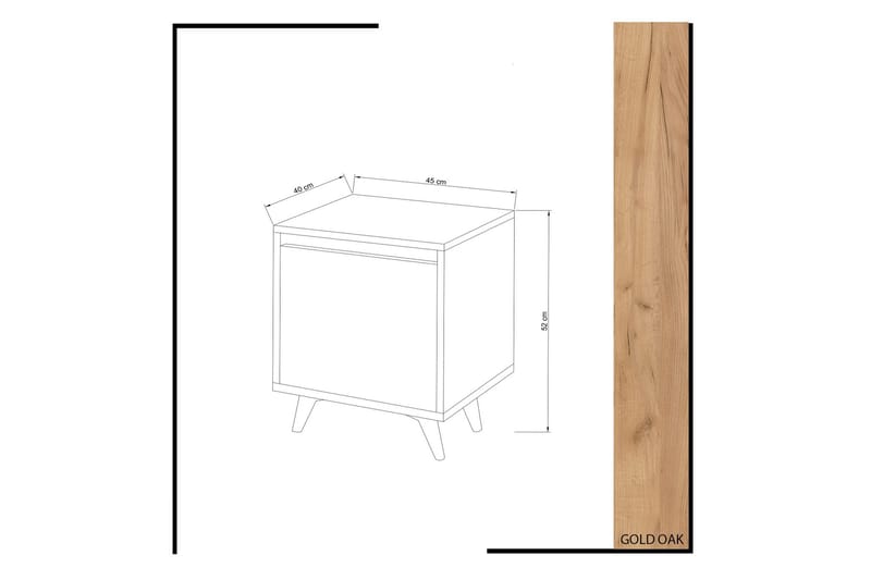 Yöpöytä Naidaj 45 cm Säilytyksellä Vitt kaappi - Puu/Valkoinen - Huonekalut - Pöytä & ruokailuryhmä - Apupöytä & sivupöytä - Yöpöytä