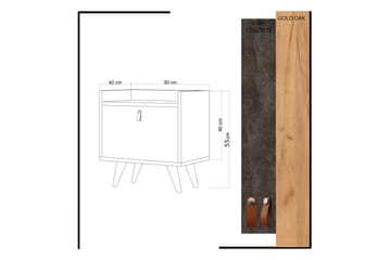 Yöpöytä Naidaj 50 cm Säilytyksellä kaappi Nahkavedin - Harmaa/Puu - Huonekalut - Pöytä & ruokailuryhmä - Apupöytä & sivupöytä - Yöpöytä