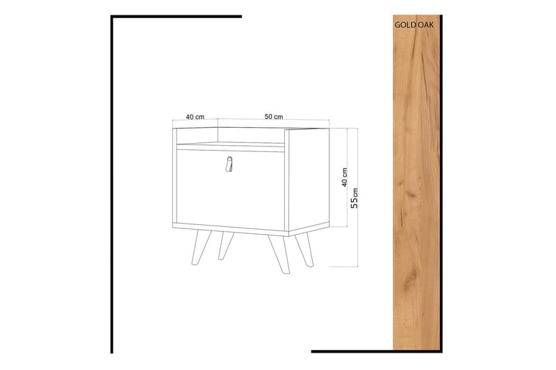 Yöpöytä Naidaj 50 cm Säilytyksellä kaappi Nahkavedin - Puu/Valkoinen - Huonekalut - Pöytä & ruokailuryhmä - Apupöytä & sivupöytä - Yöpöytä