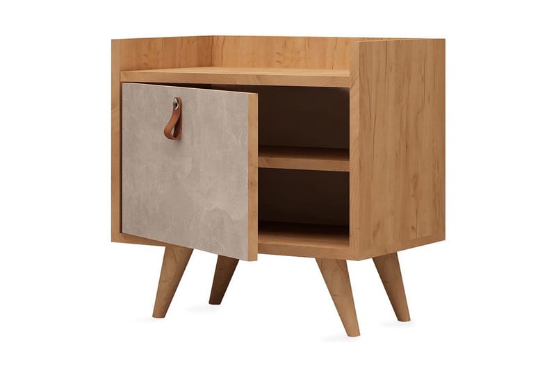 Yöpöytä Naidaj 50 cm Säilytyksellä kaappi - Puu/Valkoinen - Huonekalut - Pöytä & ruokailuryhmä - Apupöytä & sivupöytä - Yöpöytä