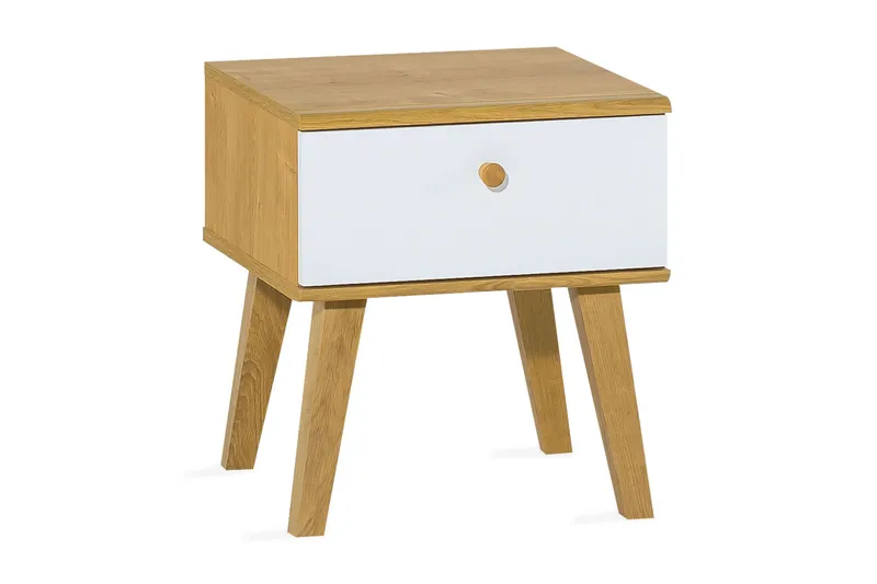 Yöpöytä Nature 40 cm Säilytyksellä Valkoinen/Tammi, VOX