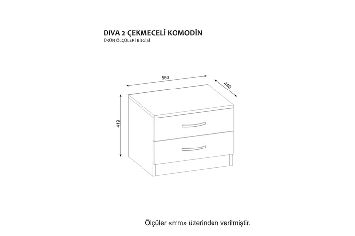 Yöpöytä Nicrone 55 cm Säilytyksellä 2 laatikkoa - Valkoinen - Yöpöytä