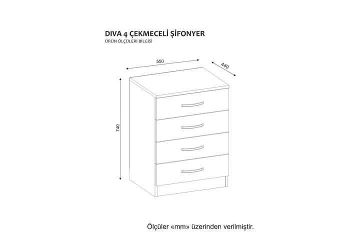 Yöpöytä Nicrone 55 cm Säilytyksellä 4 laatikkoa - Valkoinen - Yöpöytä