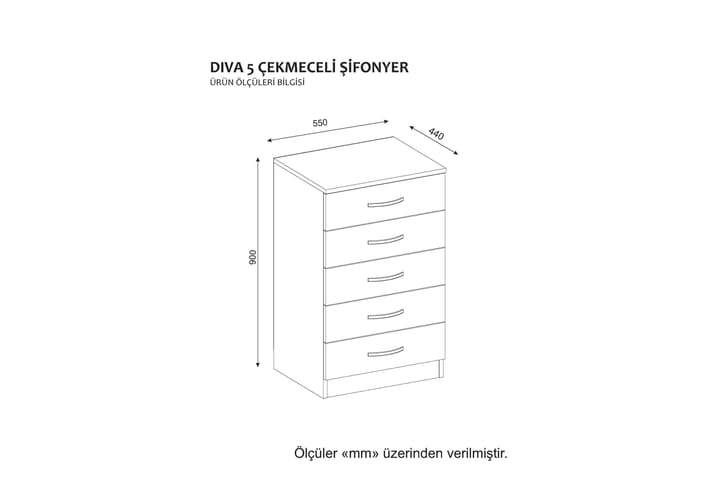 Yöpöytä Nicrone 55 cm Säilytyksellä 5 laatikkoa - Valkoinen - Yöpöytä
