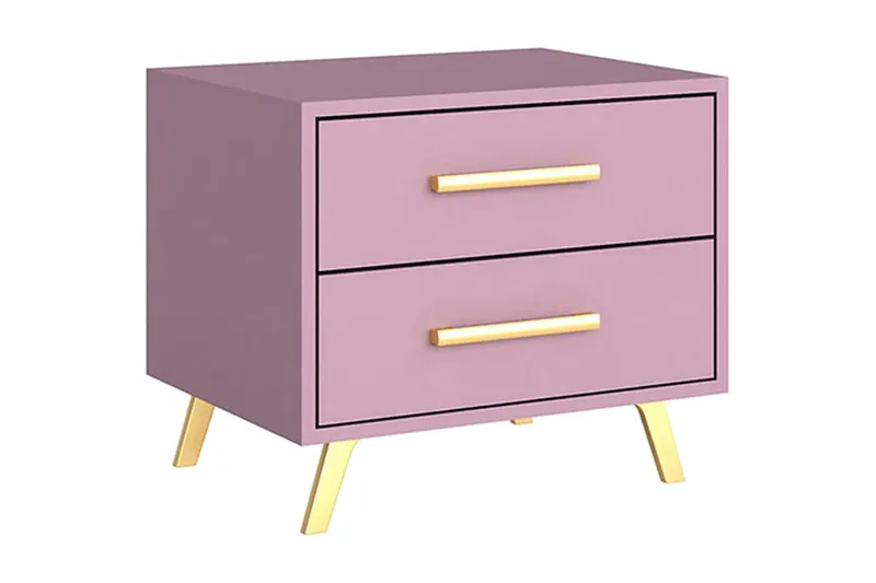 Yöpöytä Ordino 54 cm - Matta Liila/Kulta - Huonekalut - Pöytä & ruokailuryhmä - Apupöytä & sivupöytä - Yöpöytä