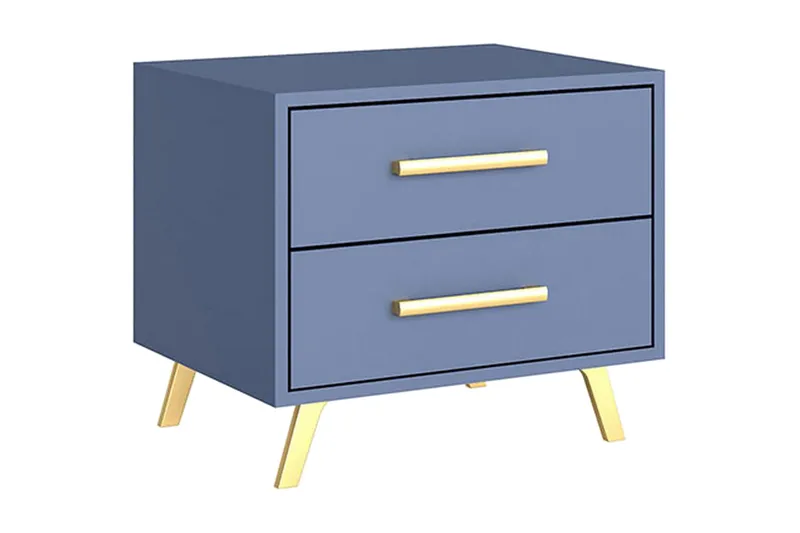 Yöpöytä Ordino 54 cm, Matta Sininen/Kulta