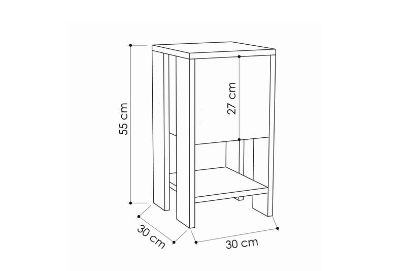 Yöpöytä Rodger 30 cm Säilytyksellä Hylly+Ovi - Valkoinen/Puu - Huonekalut - Pöytä & ruokailuryhmä - Apupöytä & sivupöytä - Yöpöytä