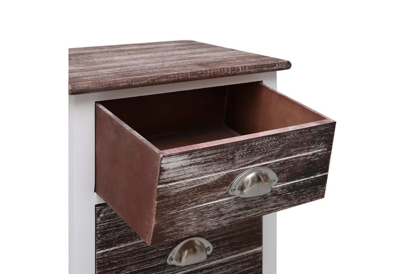 Yöpöytä ruskea ja valkoinen 38x28x45 cm keisaripuu - Ruskea - Huonekalut - Pöytä & ruokailuryhmä - Apupöytä & sivupöytä - Yöpöytä