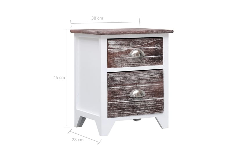 Yöpöytä ruskea ja valkoinen 38x28x45 cm keisaripuu - Ruskea - Huonekalut - Pöytä & ruokailuryhmä - Apupöytä & sivupöytä - Yöpöytä