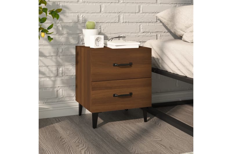 Yöpöytä ruskea tammi 40x35x47,5 cm - Ruskea - Huonekalut - Pöytä & ruokailuryhmä - Apupöytä & sivupöytä - Yöpöytä