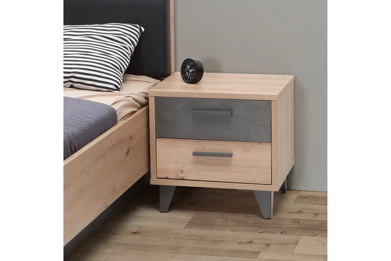 Yöpöytä Sapes 42x50 cm - Ruskea/Harmaa - Huonekalut - Pöytä & ruokailuryhmä - Apupöytä & sivupöytä - Yöpöytä