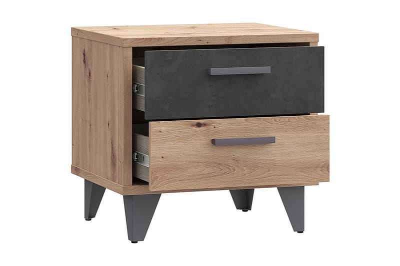 Yöpöytä Sapes 42x50 cm - Ruskea/Harmaa - Huonekalut - Pöytä & ruokailuryhmä - Apupöytä & sivupöytä - Yöpöytä