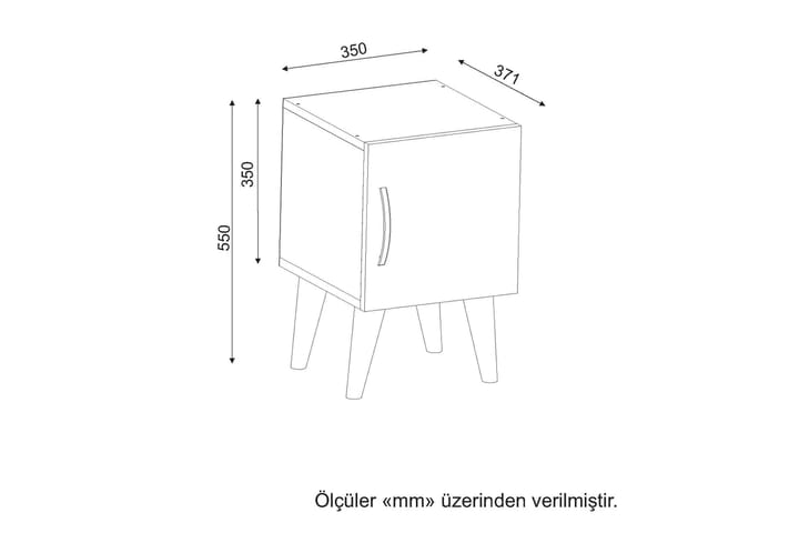 Yöpöytä Shaneka 35 cm Pieni Säilytyksellä kaappi - Valkoinen/Pähkinänruskea - Yöpöytä