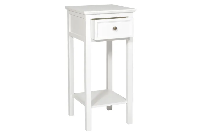 Yöpöytä Sibella 75 cm Säilytyksellä Laatikko - Valkoinen - Huonekalut - Pöytä & ruokailuryhmä - Apupöytä & sivupöytä - Yöpöytä