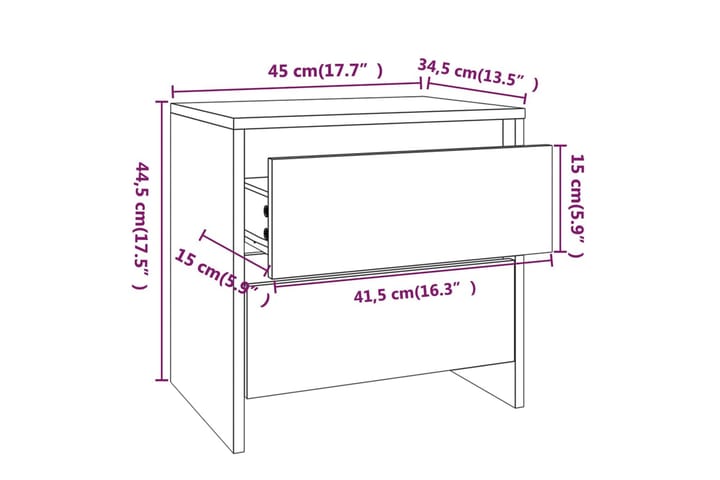 Yöpöytä Sonoma-tammi 45x34,5x44,5 cm lastulevy - Ruskea - Yöpöytä