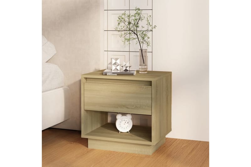 Yöpöytä Sonoma-tammi 45x34x44 cm lastulevy - Beige - Huonekalut - Pöytä & ruokailuryhmä - Apupöytä & sivupöytä - Yöpöytä