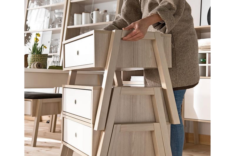 Yöpöytä Spot 58 cm Säilytykselläslåa Luonnonväri/Valkoinen - VOX - Huonekalut - Pöytä & ruokailuryhmä - Apupöytä & sivupöytä - Yöpöytä