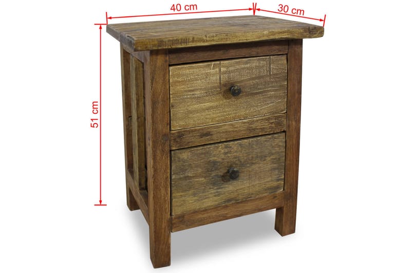 Yöpöytä Täysi uusiokäytetty puu 40x30x51 cm - Ruskea - Huonekalut - Pöytä & ruokailuryhmä - Apupöytä & sivupöytä - Yöpöytä
