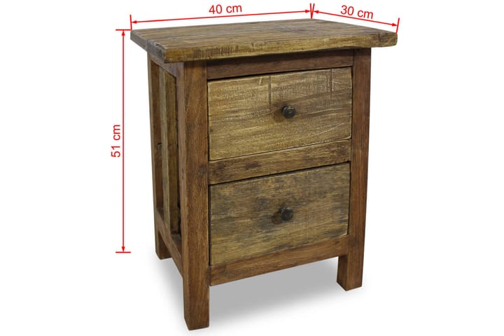 Yöpöytä Täysi uusiokäytetty puu 40x30x51 cm - Ruskea - Yöpöytä