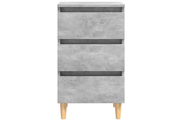 Yöpöytä täyspuiset jalat betoninharmaa 40x35x69 cm - Harmaa - Huonekalut - Pöytä & ruokailuryhmä - Apupöytä & sivupöytä - Yöpöytä