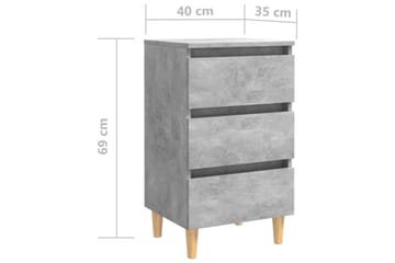 Yöpöytä täyspuiset jalat betoninharmaa 40x35x69 cm - Harmaa - Huonekalut - Pöytä & ruokailuryhmä - Apupöytä & sivupöytä - Yöpöytä