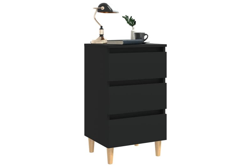 Yöpöytä täyspuiset jalat musta 40x35x69 cm - Musta - Huonekalut - Pöytä & ruokailuryhmä - Apupöytä & sivupöytä - Yöpöytä