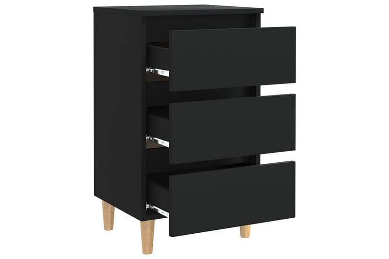 Yöpöytä täyspuiset jalat musta 40x35x69 cm - Musta - Huonekalut - Pöytä & ruokailuryhmä - Apupöytä & sivupöytä - Yöpöytä