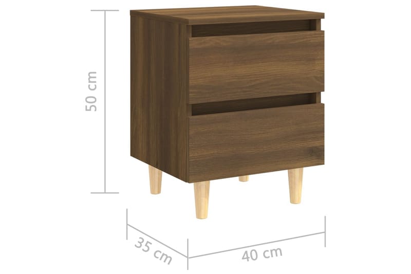 Yöpöytä täyspuiset jalat ruskea tammi 40x35x50cm - Ruskea - Yöpöytä