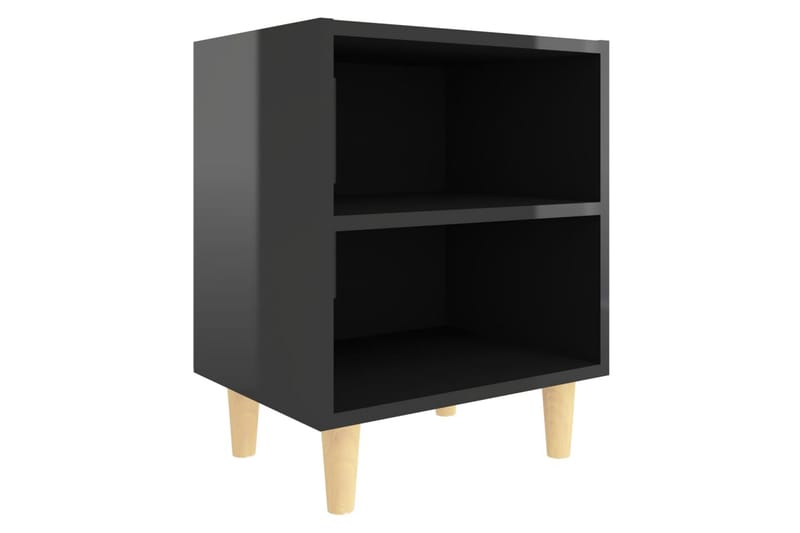 Yöpöytä täyspuisilla jaloilla korkeakiilto musta 40x30x50 cm - Musta - Huonekalut - Pöytä & ruokailuryhmä - Apupöytä & sivupöytä - Yöpöytä
