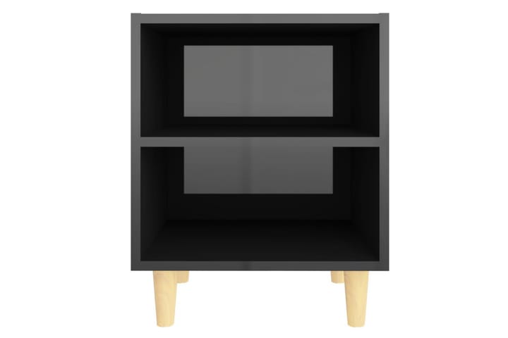 Yöpöytä täyspuisilla jaloilla korkeakiilto musta 40x30x50 cm - Musta - Yöpöytä