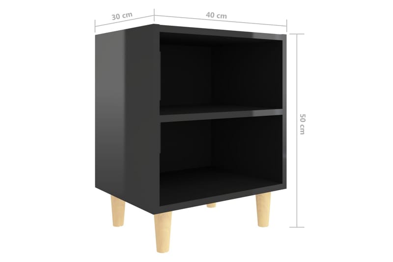 Yöpöytä täyspuisilla jaloilla korkeakiilto musta 40x30x50 cm - Musta - Huonekalut - Pöytä & ruokailuryhmä - Apupöytä & sivupöytä - Yöpöytä
