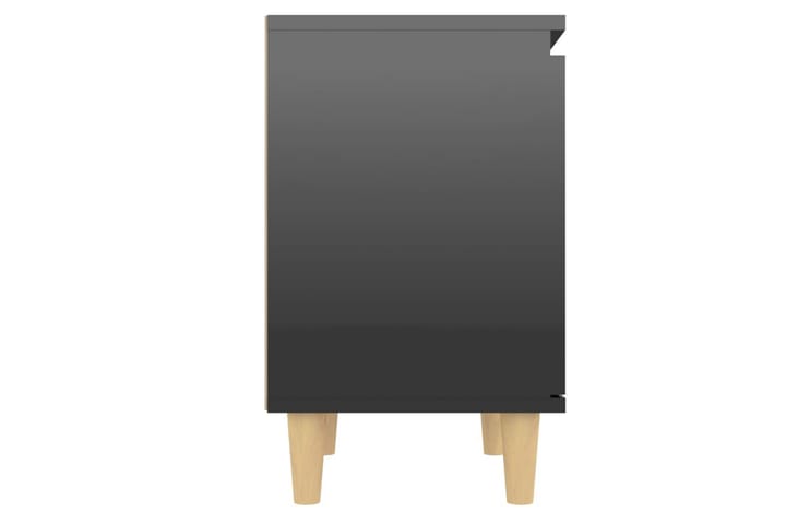 Yöpöytä täyspuisilla jaloilla korkeakiilto musta 40x30x50 cm - Musta - Yöpöytä