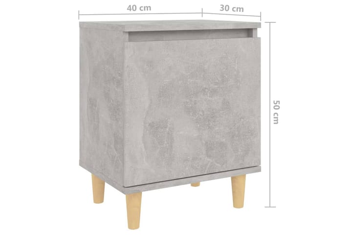 Yöpöytä täyspuujaloilla betoninharmaa 40x30x50 cm - Harmaa - Yöpöytä