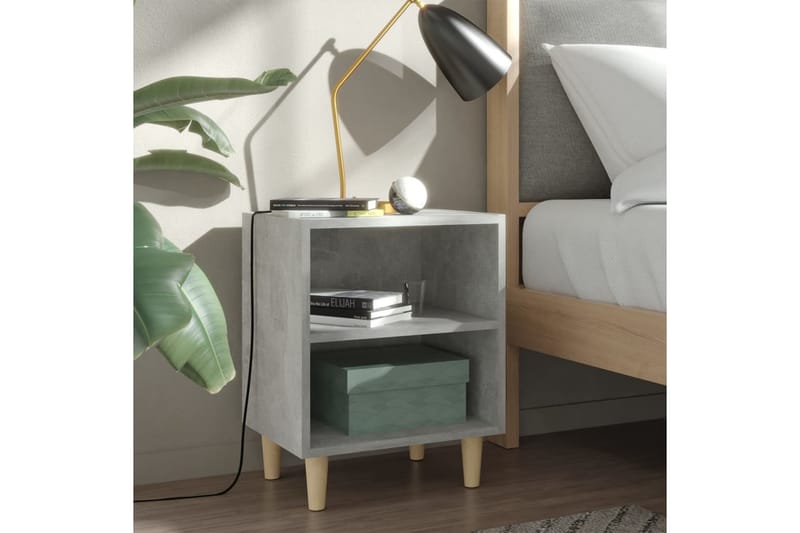 Yöpöytä täyspuujaloilla betoninharmaa 40x30x50 cm - Harmaa - Huonekalut - Pöytä & ruokailuryhmä - Apupöytä & sivupöytä - Yöpöytä