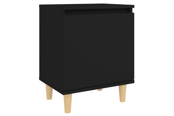 Yöpöytä täyspuujaloilla musta 40x30x50 cm - Musta - Yöpöytä