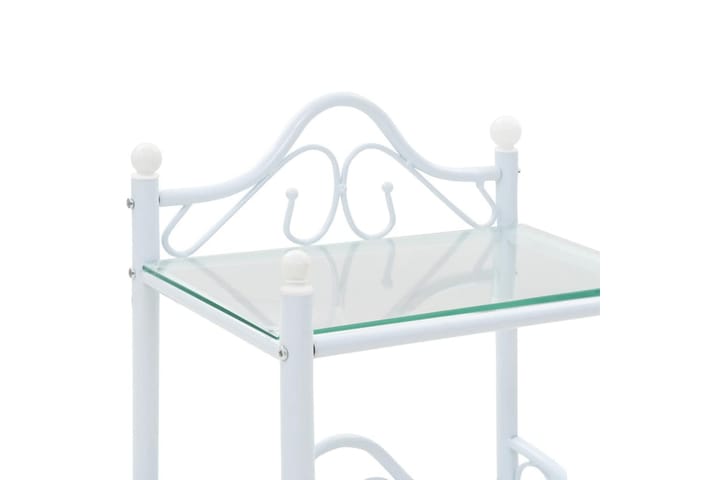 Yöpöytä teräs ja karkaistu lasi 45 x 30,5 x 60 cm valkoinen - Valkoinen - Yöpöytä