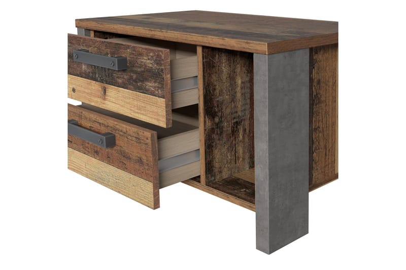 Yöpöytä Treknow 62 cm Säilytyksellä 2 laatikkoa+Hylly - Ruskea/Harmaa - Huonekalut - Pöytä & ruokailuryhmä - Apupöytä & sivupöytä - Yöpöytä