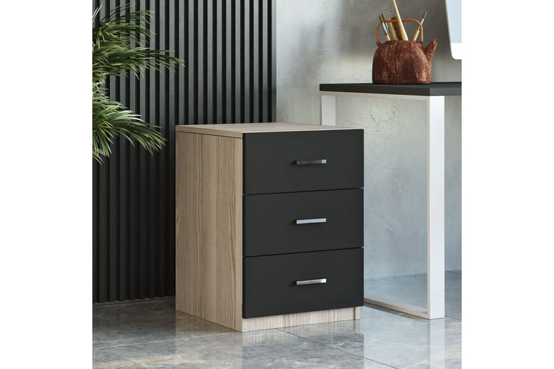 Yöpöytä Tully 45 cm - Luonnonväri/Musta - Huonekalut - Pöytä & ruokailuryhmä - Apupöytä & sivupöytä - Yöpöytä