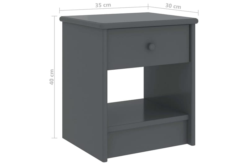 Yöpöytä tummanharmaa 35x30x40 cm täysi mänty - Huonekalut - Pöytä & ruokailuryhmä - Apupöytä & sivupöytä - Yöpöytä