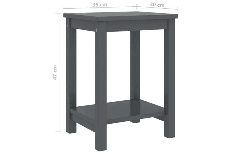 Yöpöytä tummanharmaa 35x30x47 cm täysi mänty - Huonekalut - Pöytä & ruokailuryhmä - Apupöytä & sivupöytä - Yöpöytä