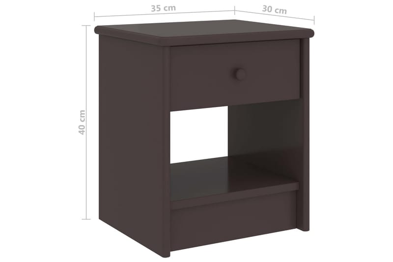 Yöpöytä tummanruskea 35x30x40 cm täysi mänty - Huonekalut - Pöytä & ruokailuryhmä - Apupöytä & sivupöytä - Yöpöytä