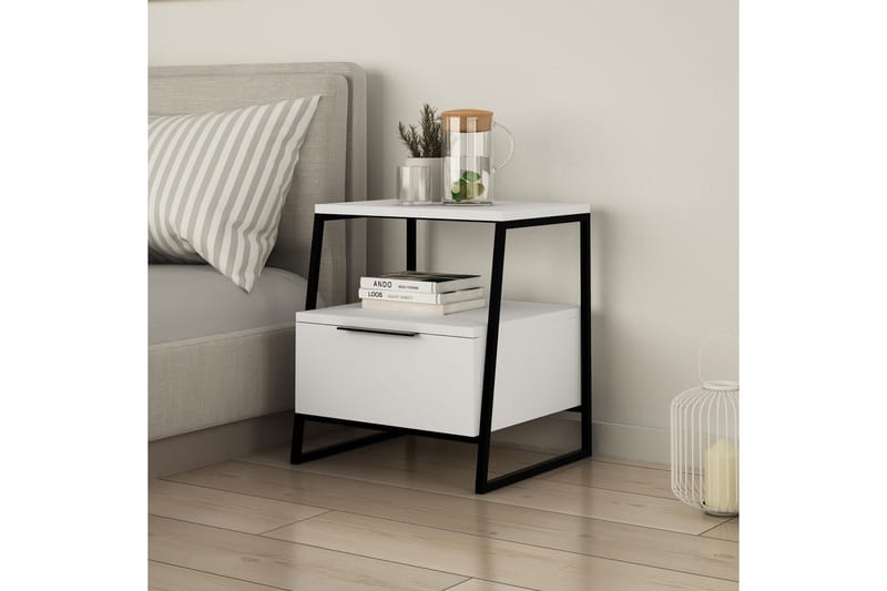Yöpöytä Urgby 45x50 cm - Valkoinen - Huonekalut - Pöytä & ruokailuryhmä - Apupöytä & sivupöytä - Yöpöytä