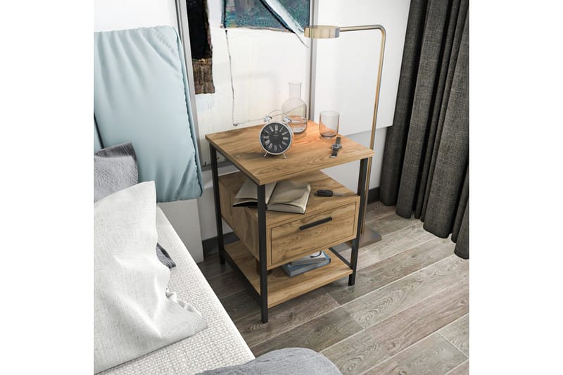 Yöpöytä Urgby 45x61,8 cm - Musta - Huonekalut - Pöytä & ruokailuryhmä - Apupöytä & sivupöytä - Yöpöytä