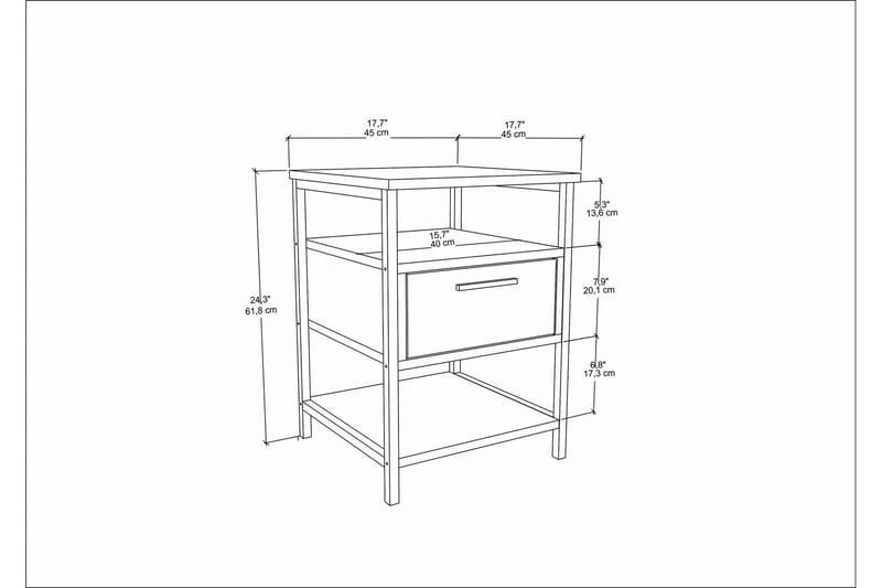 Yöpöytä Urgby 45x61,8 cm - Musta - Huonekalut - Pöytä & ruokailuryhmä - Apupöytä & sivupöytä - Yöpöytä