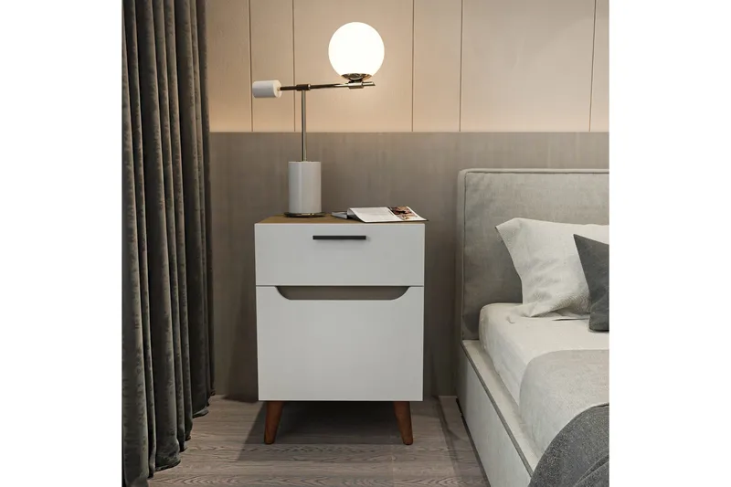 Yöpöytä Urgby 45x63 cm - Valkoinen - Huonekalut - Pöytä & ruokailuryhmä - Apupöytä & sivupöytä - Yöpöytä