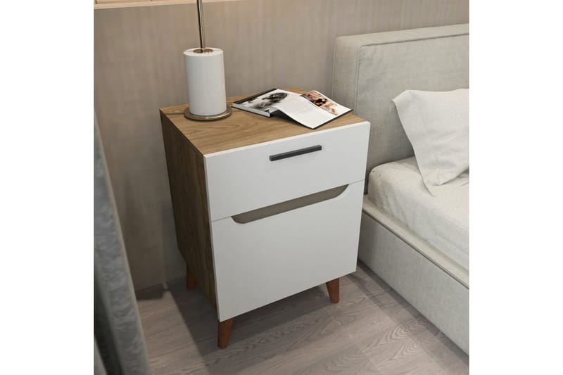 Yöpöytä Urgby 45x63 cm - Valkoinen - Huonekalut - Pöytä & ruokailuryhmä - Apupöytä & sivupöytä - Yöpöytä