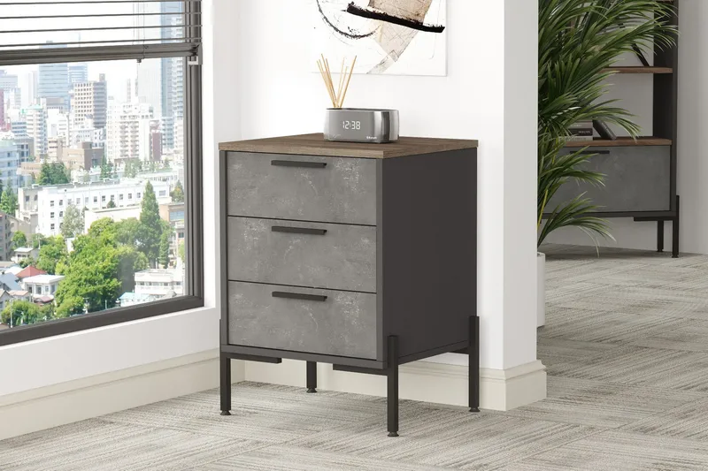 Yöpöytä Urgby 54 cm, Ruskea/Betoninharm/Antrasiitti