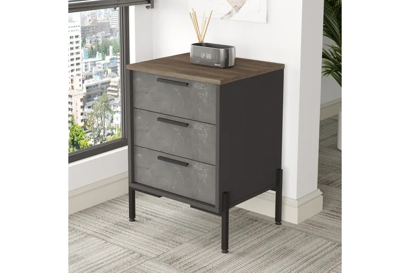 Yöpöytä Urgby 54 cm - Ruskea/Betoninharm/Antrasiitti - Huonekalut - Pöytä & ruokailuryhmä - Apupöytä & sivupöytä - Yöpöytä