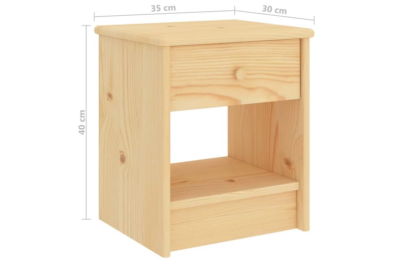 Yöpöytä vaalea puu 35x30x40 cm täysi mänty - Huonekalut - Pöytä & ruokailuryhmä - Apupöytä & sivupöytä - Yöpöytä